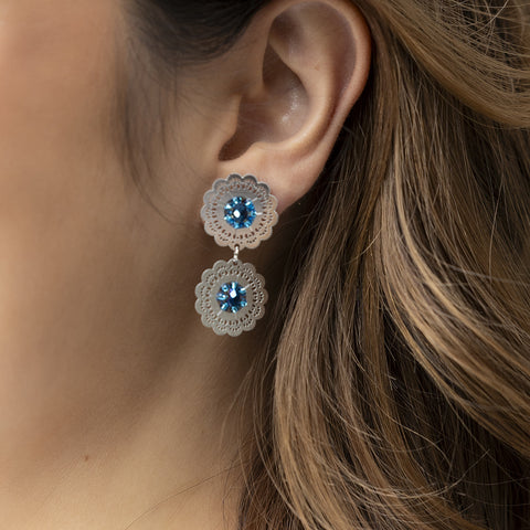 ARETES GARDENIA AZUL