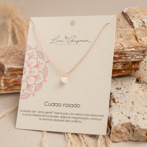 COLLAR HILO CUARZO ROSADO