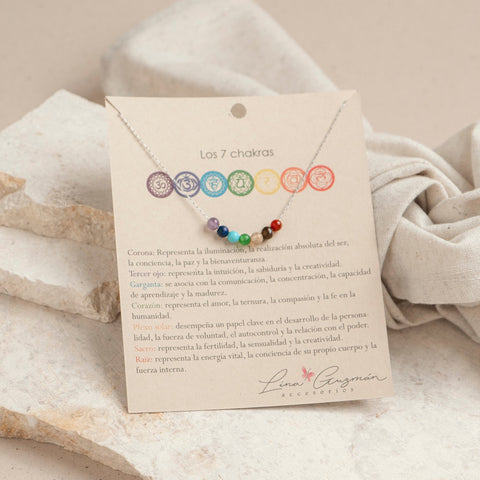 COLLAR 7 CHAKRAS PLATEADO